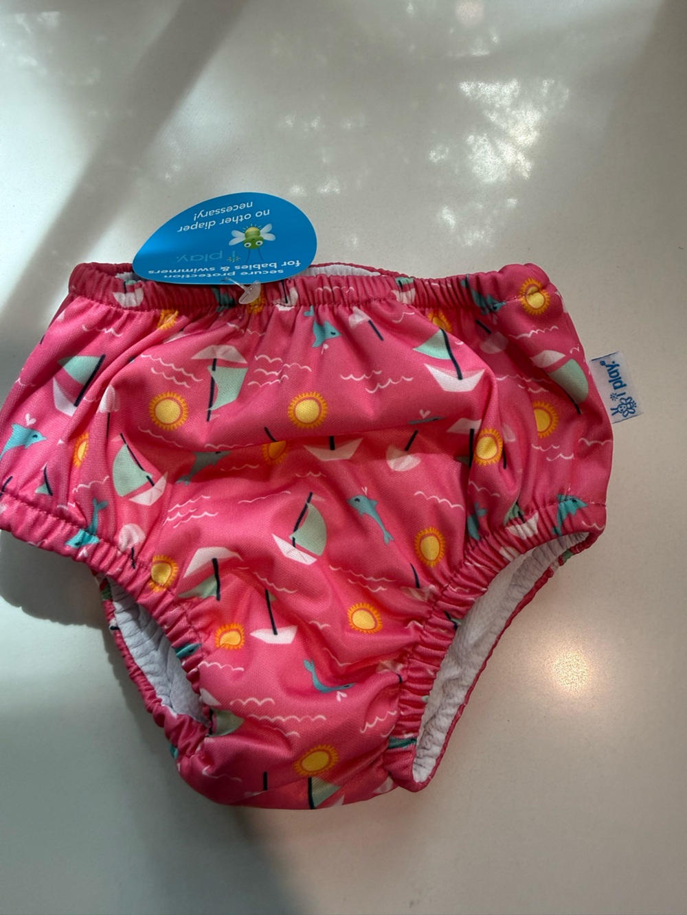 i play. Pink Sailboat Print Swim Diaper Cover